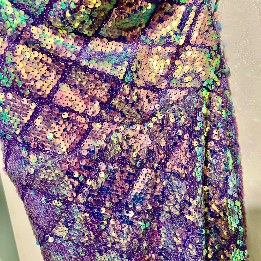 Lavender Sequin Mermaid-Style Prom Dress - Picture 2 of 8